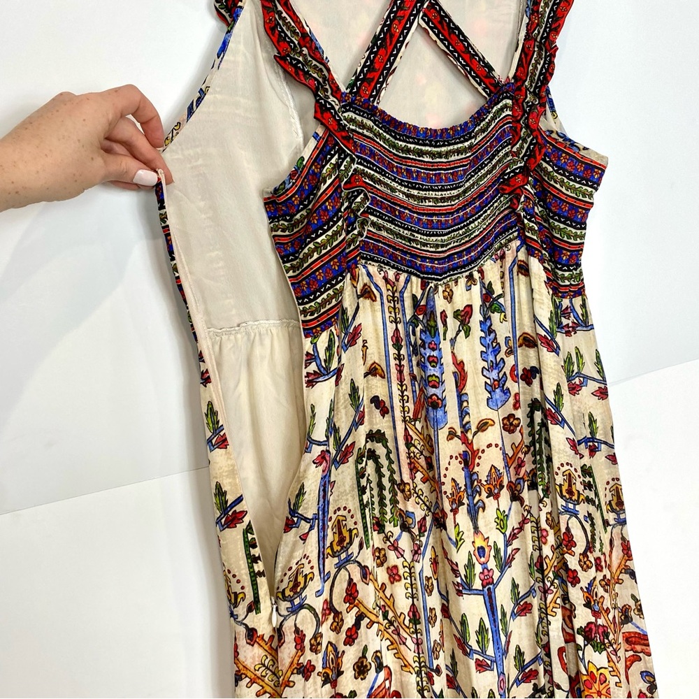 Vineet Bahl Anthropologie Valerie Embroidered Maxi Dress 10 Floral Boho Batik - Picture 14 of 16